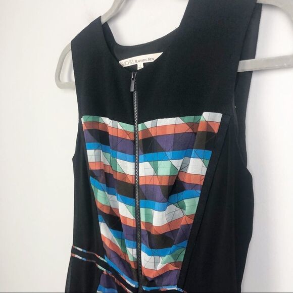 RACHEL ROY | Geometric Zip Front Multicolor Shift Dress Women’s Size 4 - Picture 3 of 9